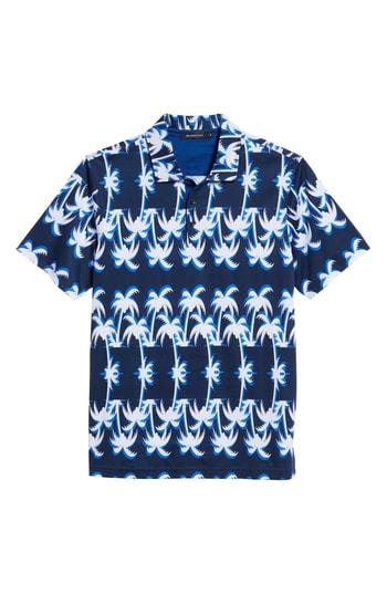 Men's Bugatchi Digital Palm Print Polo - Blue