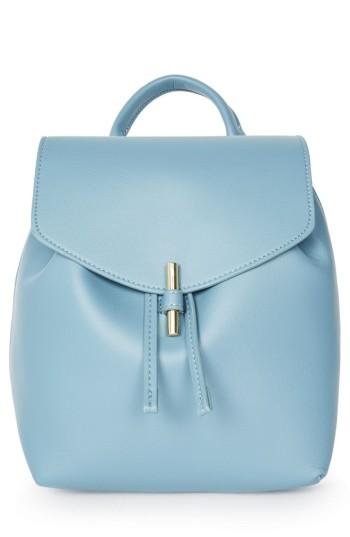 Topshop Blake Mini Faux Leather Backpack - Blue