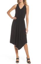 Women's Adrianna Papell Handkerchief Hem Jersey Midi Dress - Black