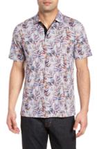 Men's Bugatchi Multicolor Frond Print Polo - Red