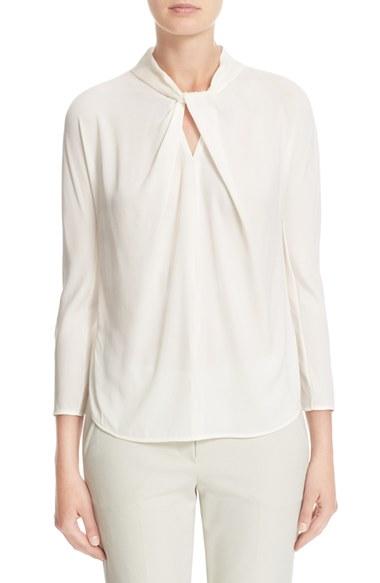 Women's Armani Collezioni Faux Tie Charmeuse Top