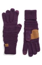 Women's Cc Rib Knit Tech Gloves, Size - Purple