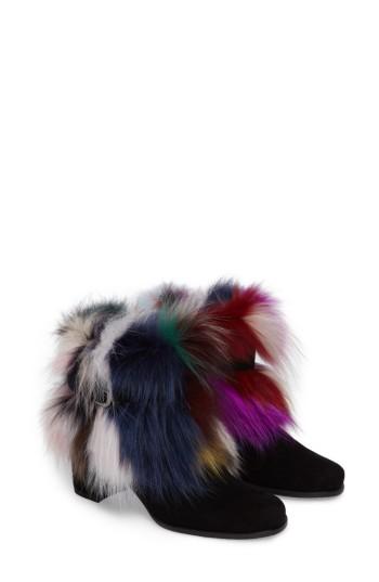 Women's Stuart Weitzman Midgofurit Genuine Fox And Mink Fur Bootie M - Black