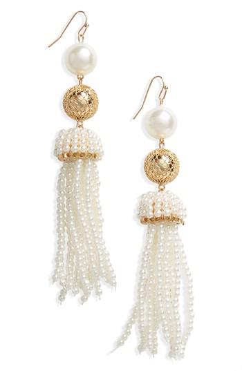 Women's Leith Imitation Pearl Beaded Tassel Earrings