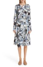 Women's Lafayette 148 New York Paris Genteel Geometry Crepe Dress - Blue