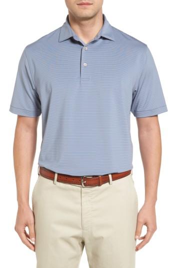 Men's Peter Millar Basset Stripe Jersey Polo, Size - Grey