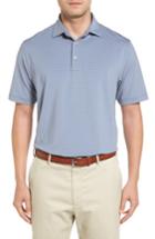 Men's Peter Millar Basset Stripe Jersey Polo, Size - Grey