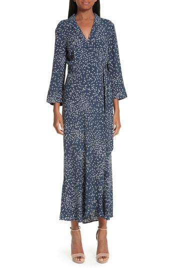 Women's Ganni Barra Crepe Wrap Dress Us / 34 Eu - Blue