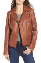 Women's Lamarque Asymmetrical Zip Leather Biker Jacket, Size - Brown