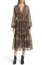 Women's Nili Lotan Brienne Leopard Print Silk Chiffon Dress