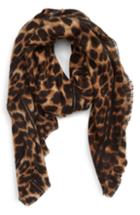 Women's Sole Society Leopard Print Blanket Scarf, Size - Brown