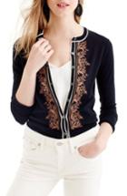 Women's J.crew Jackie Embroidered Cotton Blend Cardigan - Black