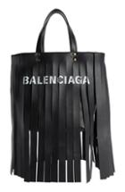 Balenciaga Extra Small Laundry Logo Fringe Calfskin Tote -