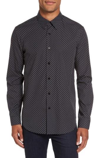 Men's Theory Stitch Print Sport Shirt, Size - Black