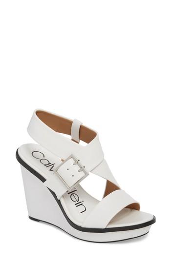 Women's Calvin Klein Palma Wedge Sandal M - White