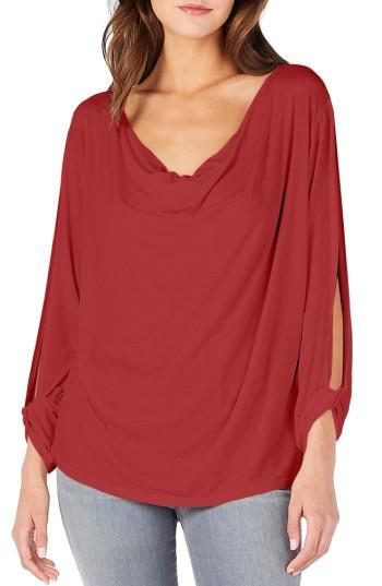 Women's Michael Stars Twist Sleeve Cowl Neck Top, Size - Orange