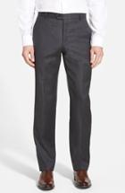 Men's Hickey Freeman 'b Series' Flat Front Wool Trousers R - Grey