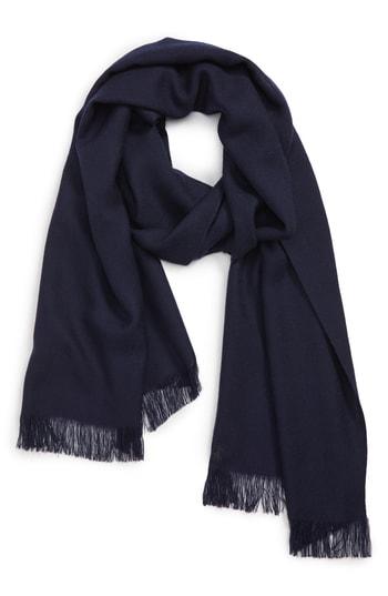 Men's Polo Ralph Lauren Patterned Merino Wool Scarf, Size - Blue