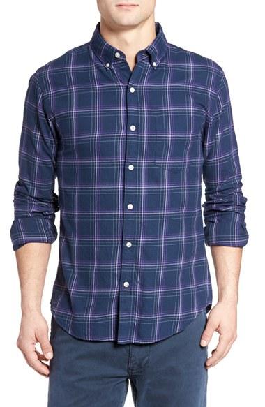 Men's Bonobos Slim Fit Plaid Sport Shirt - Blue