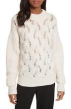 Women's Rebecca Taylor Embellished Wool Blend Sweater - White