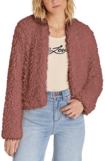 Women's Billabong Keeps Faux Fur Jacket - Red