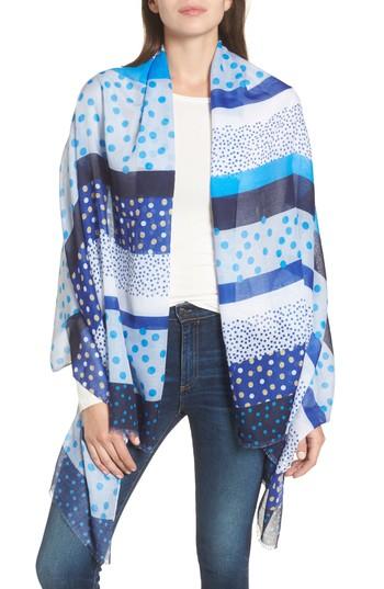 Women's Halogen Print Wrap Scarf, Size - Blue