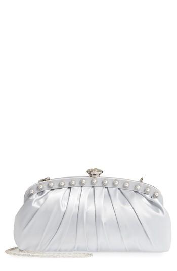 Nina Aubra Pleated Satin Frame Clutch - Metallic