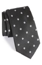 Men's Calibrate Kaleri Neat Diamond Grid Silk Tie, Size - Black