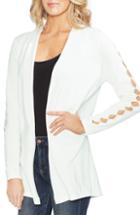 Women's Vince Camuto Cutout Sleeve Open Front Cardigan, Size - Ivory