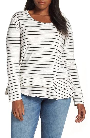 Women's Caslon Tiered Long Sleeve Tee, Size - Ivory
