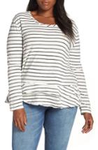 Women's Caslon Tiered Long Sleeve Tee, Size - Ivory