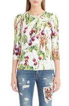 Women's Dolce & Gabbana Garden Print Cady Top Us / 38 It - White