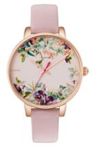 Women's Ted Baker London Round Leather Strap Watch, 38mm