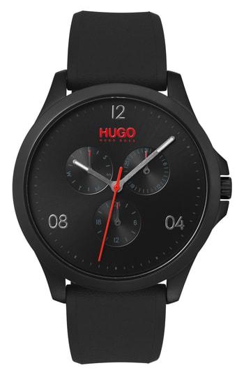 Men's Hugo Risk Chronograph Silicone Strap Watch, 41mm