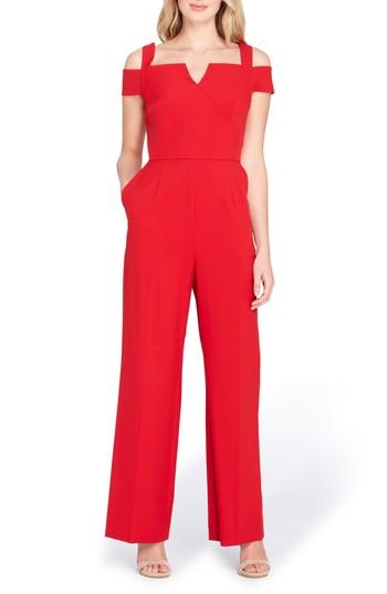 Women's Tahari Cold Shoulder Jumpsuit - Red