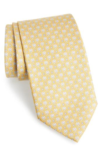 Men's Salvatore Ferragamo Favola Print Silk Tie, Size - Yellow