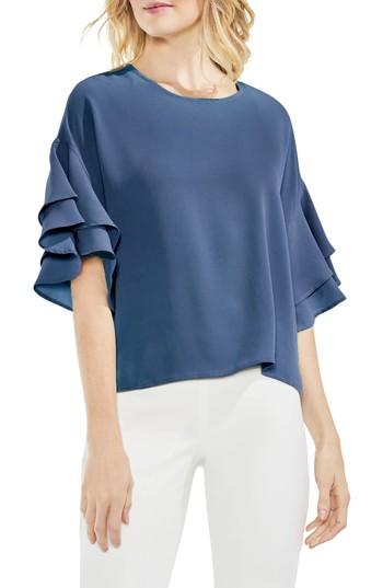 Women's Vince Camuto Drop Shoulder Ruffle Sleeve Blouse - Blue