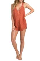 Women's Rvca Itemized Romper /small - Red