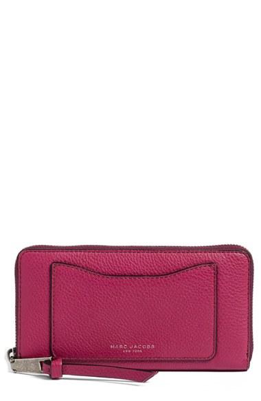 Women's Marc Jacobs 'recruit Vertical' Leather Wallet - Pink