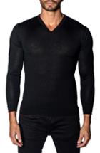 Men's Jared Lang Trim Fit V-neck Sweater, Size - Black
