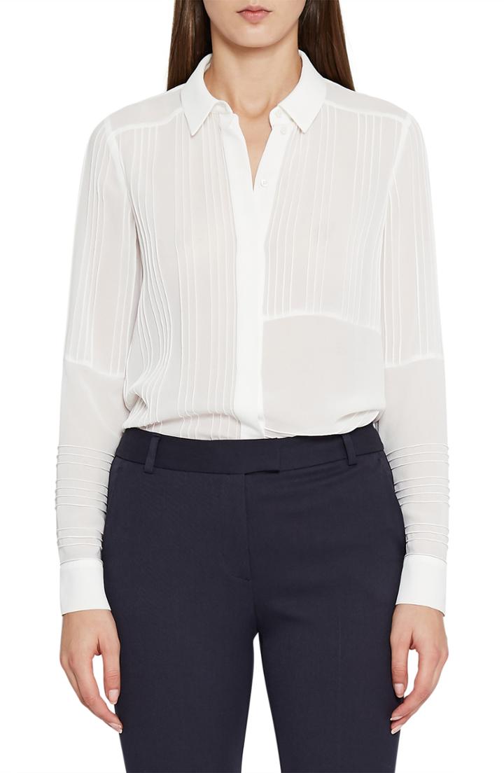 Women's Reiss Lulu Pintuck Blouse Us / 8 Uk - White
