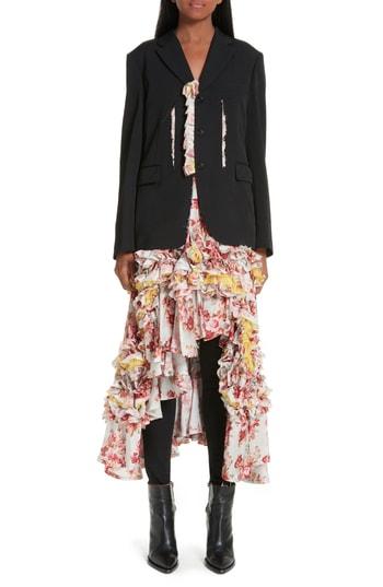 Women's Comme Des Garcons Floral Print Jacket Dress - Black