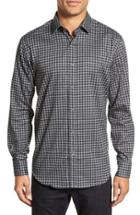 Men's Bugatchi Shaped Fit Check Sport Shirt - Grey