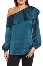 Women's Halogen One-shoulder Ruffle Top - Blue/green