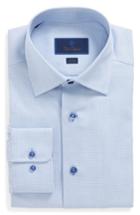Men's David Donahue Print Slim Fit Dress Shirt .5 - 32/33 - Blue