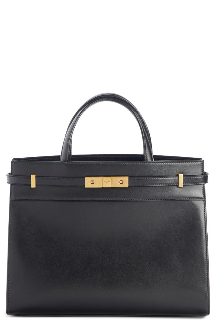 Saint Laurent Small Manhattan Leather Satchel - Black