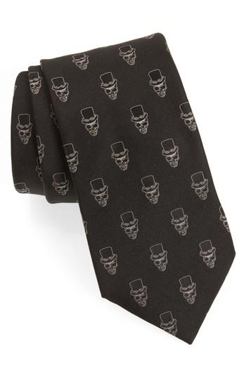 Men's John Varvatos Skull Top Hat Silk Tie, Size - Black