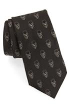 Men's John Varvatos Skull Top Hat Silk Tie, Size - Black
