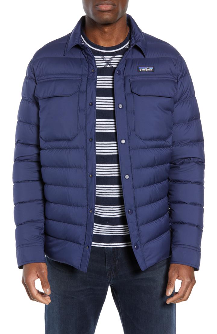 Men's Patagonia Silent Water Repellent 700-fill Power Down Shirt Jacket - Blue