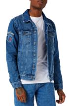 Men's Topman Embroidered Denim Jacket - Blue